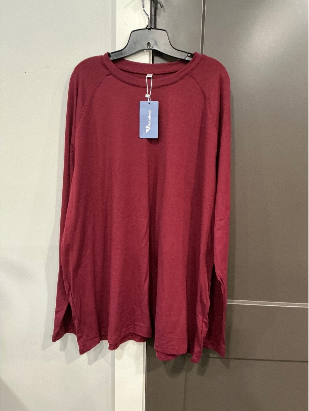 Velvelhall 3XL Long Sleeve Burgundy Cotton Blend Shirt